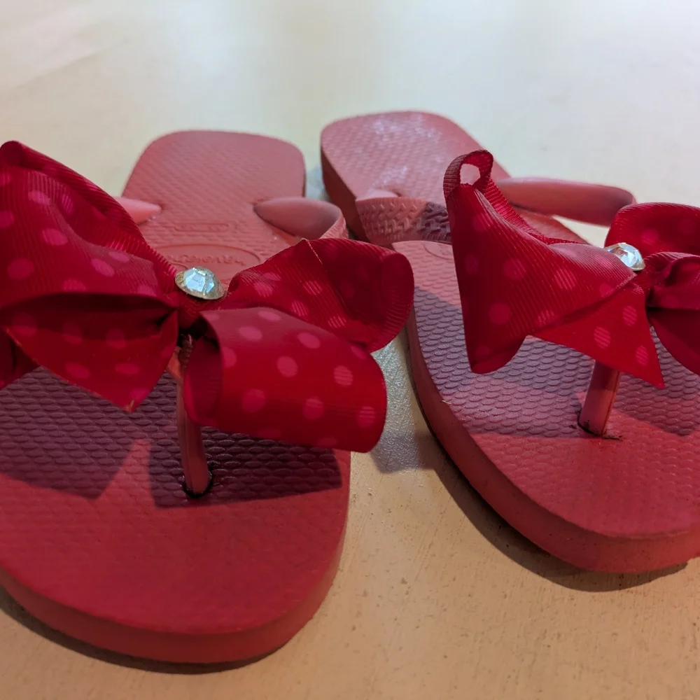 Pink Polka Dot Havaianas Flip Flop Thong Sandals